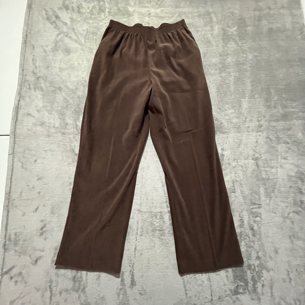 Alfred Dunner Pants Women 10 Brown Elastic Waist Straight Leg Stretch